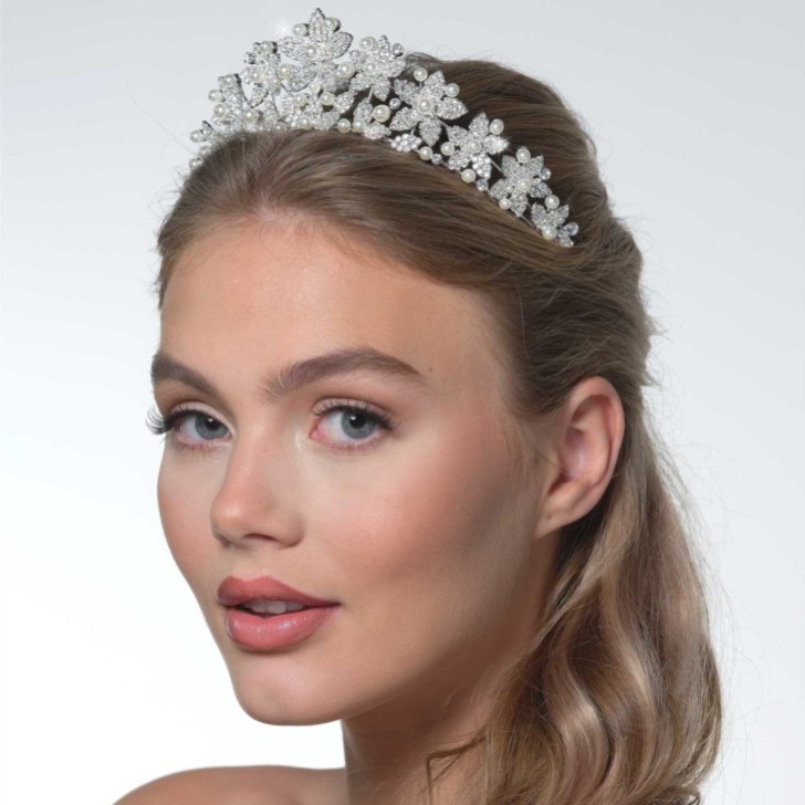 Leilani Statement Crystal Floral Wedding Crown