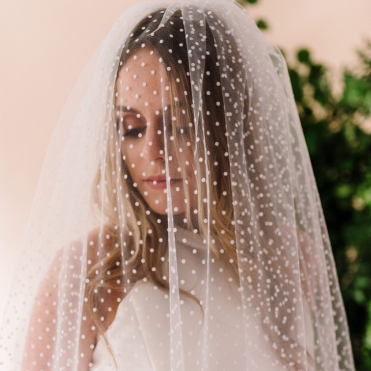 Linzi Jay Polka Dot Tulle Single Tier Bridal Veil LA603