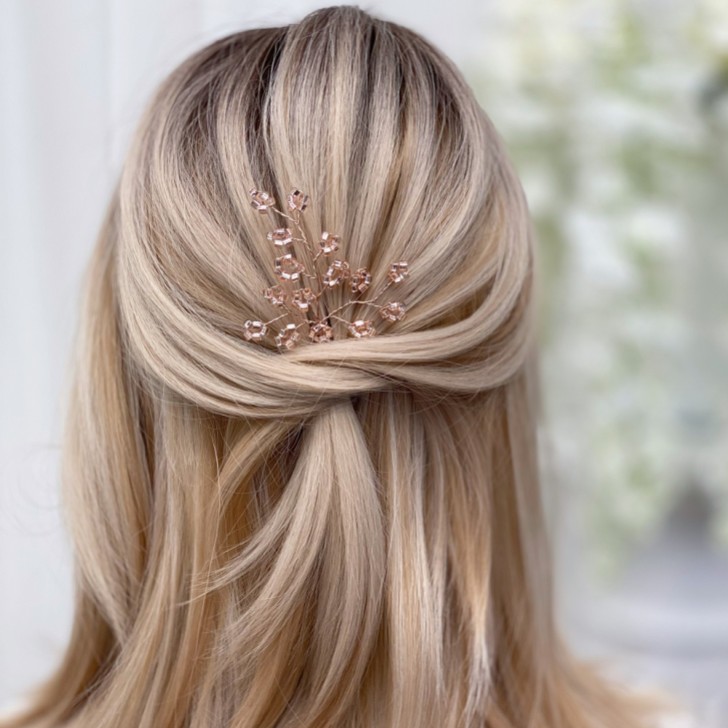 Livy Rose Gold Beaded Wedding Hair Pin