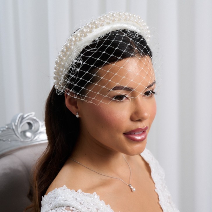 London Ivory Chunky Pearl Birdcage Headband