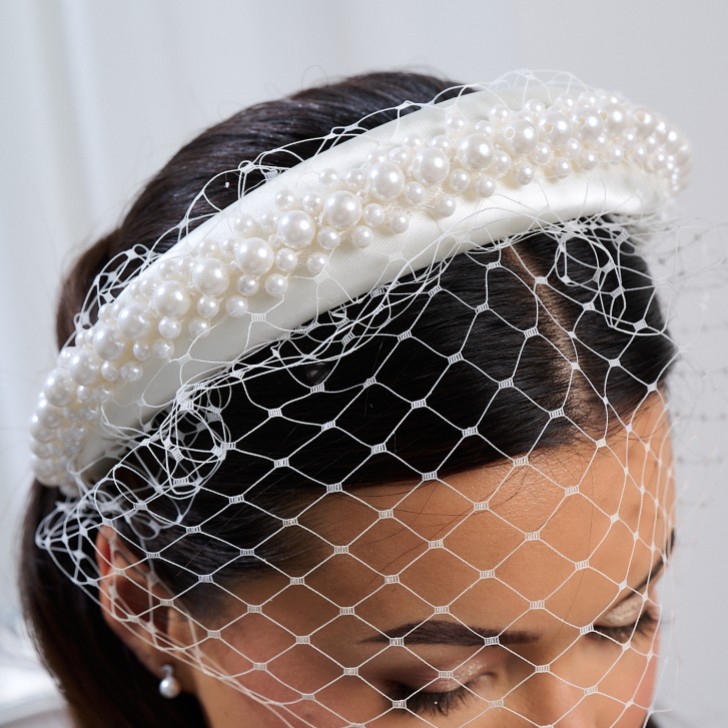 London Ivory Chunky Pearl Birdcage Headband