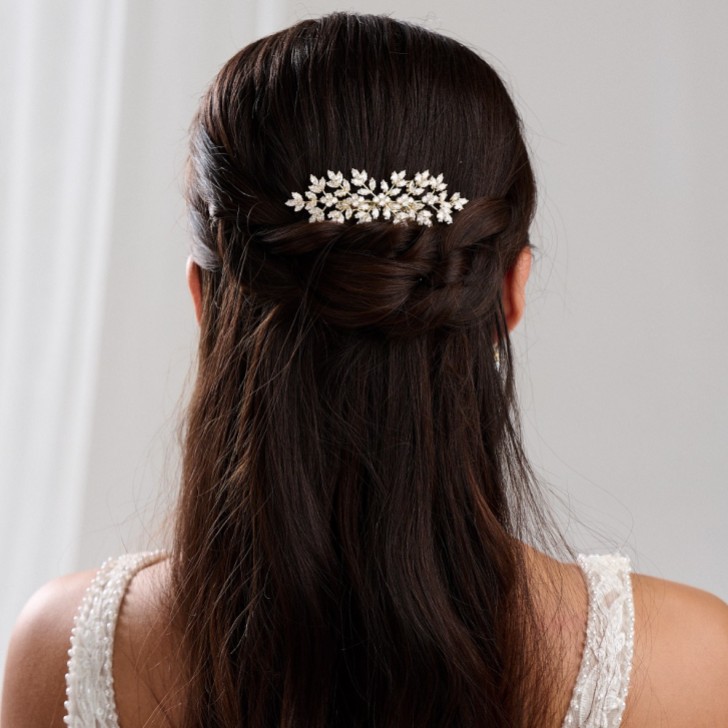 Lustre Gold Crystal Leaves Wedding Hair Comb