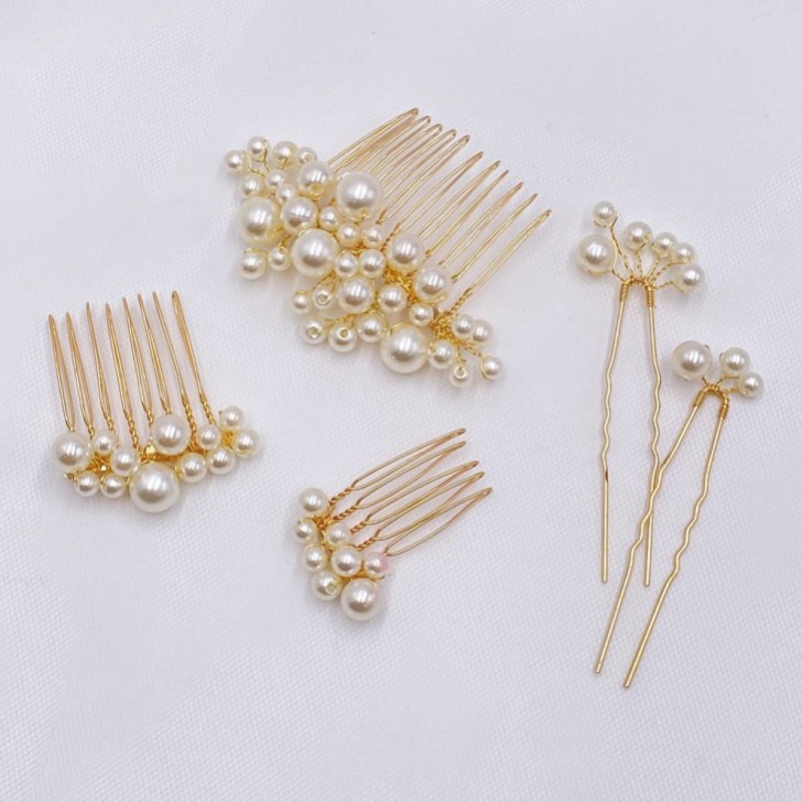 Macie Set of 5 Gold Mini Combs and Pins