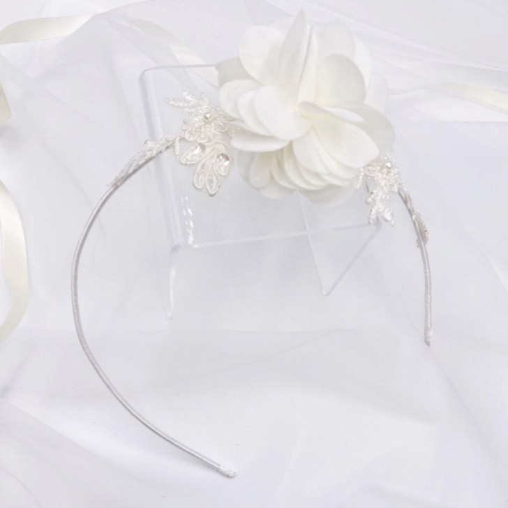 Maisie Ivory Lace and Flower Children's Side Headband