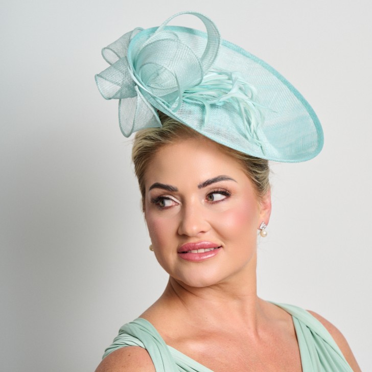 Mint Green Large Sinamay Disk Wedding Fascinator