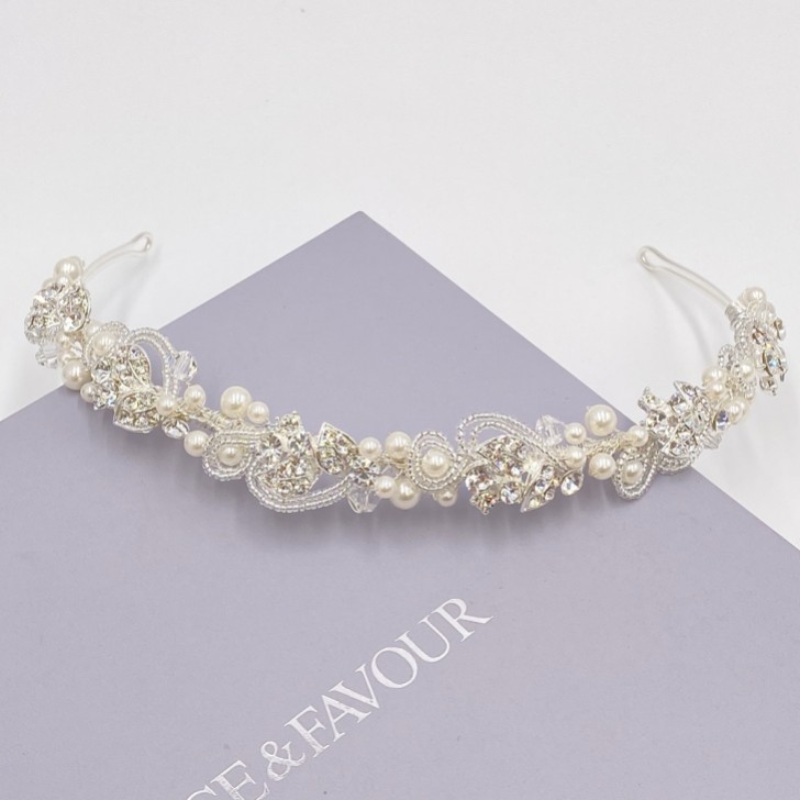 Odette Vintage Inspired Pearl and Diamante Bridal Headband