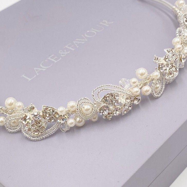Odette Vintage Inspired Pearl and Diamante Bridal Headband