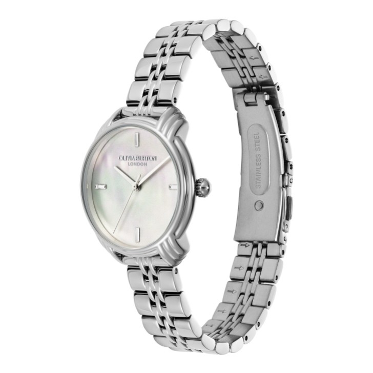 Olivia Burton Art Deco 30mm Ivory and Silver Bracelet Watch