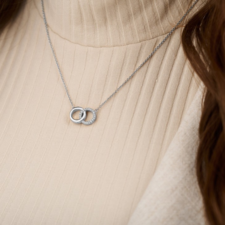 Olivia Burton Bejeweled Silver Interlink Necklace