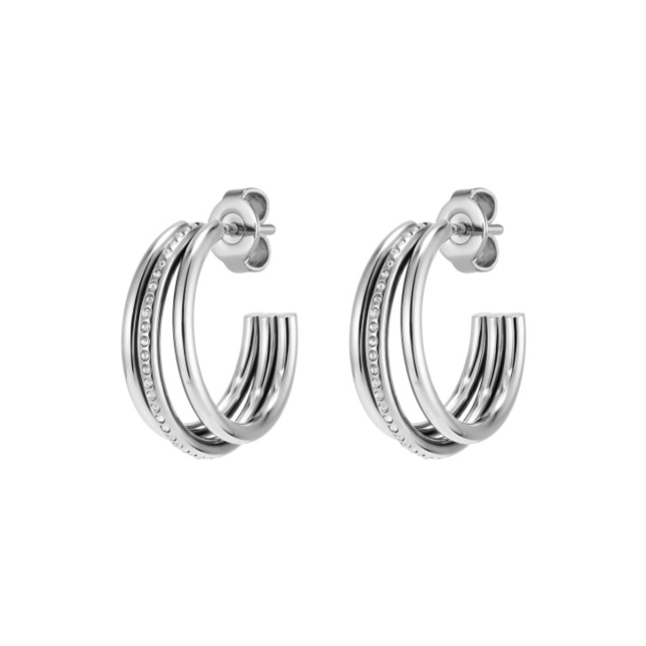 Olivia Burton Ever Stacked Claw Silver Tone Hoop Earrings