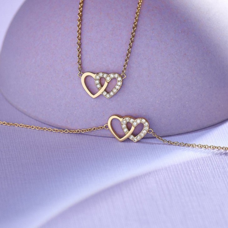Olivia Burton Gold Heart Necklace and Bracelet Jewelry Set