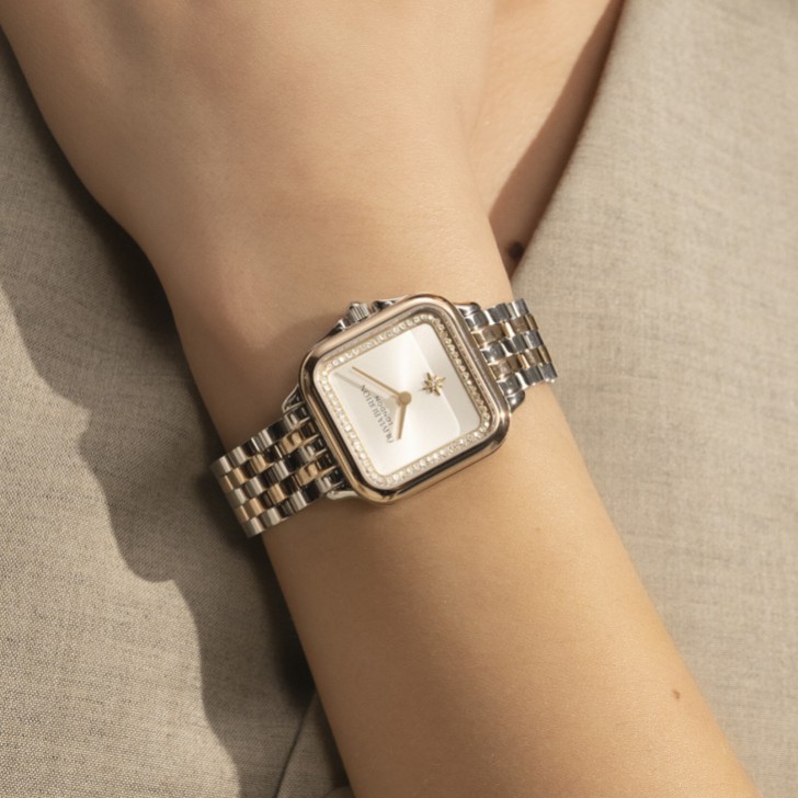 Olivia Burton Grosvenor 28mm Weiß und zweifarbige Armbanduhr