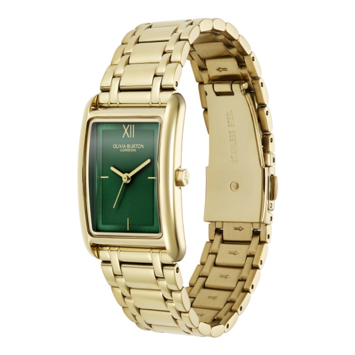 Olivia Burton Orologio Grove 23 mm con bracciale verde foresta e oro