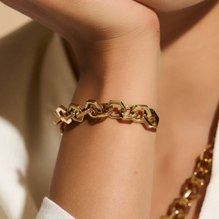 Olivia Burton Bracciale in oro con maglie a nido d'ape