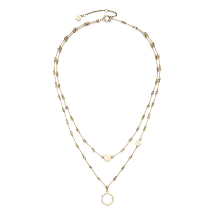 Olivia Burton Honeycomb Gold Plated Double Chain Necklace