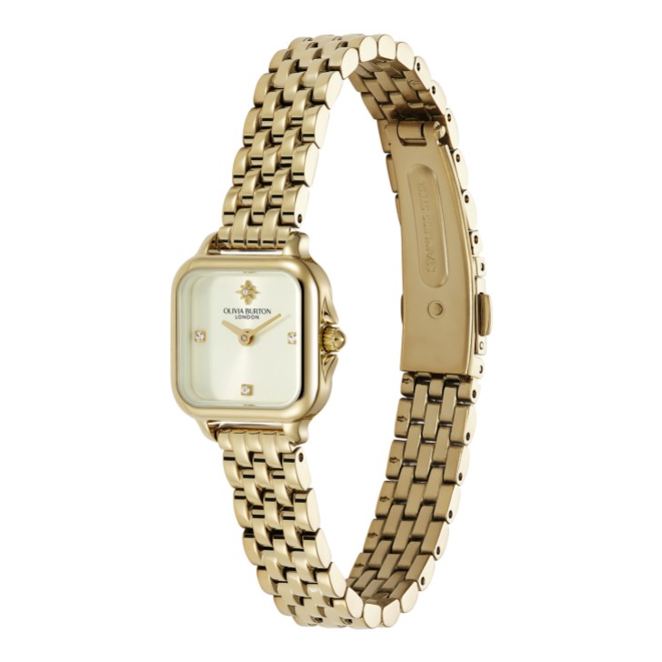 Olivia Burton Mini Grosvenor 20mm Armbanduhr in Elfenbein und Gold