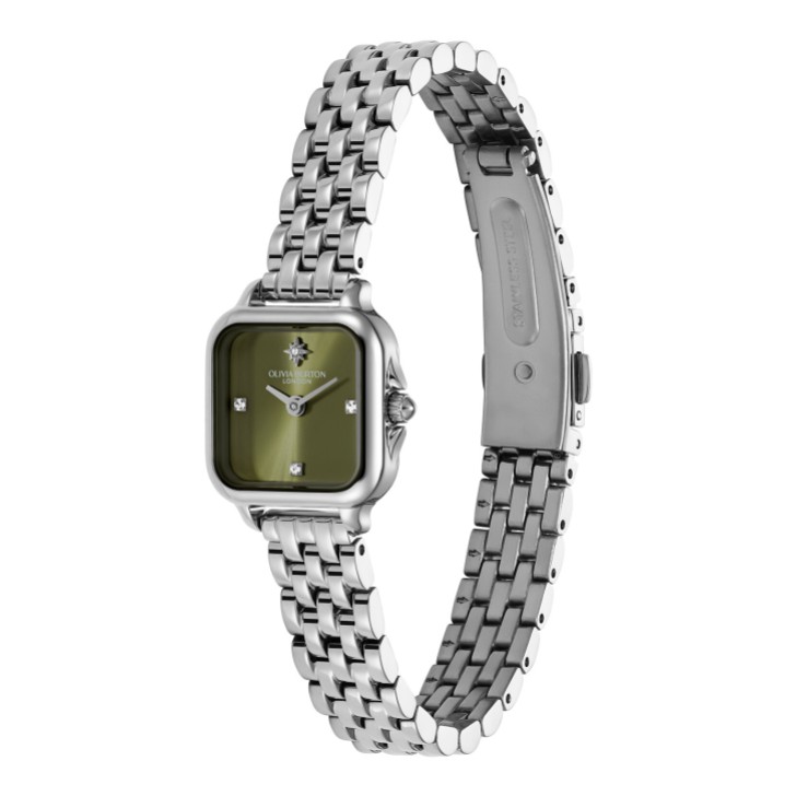 Olivia Burton Orologio Mini Grosvenor 20 mm con bracciale verde salvia e argento