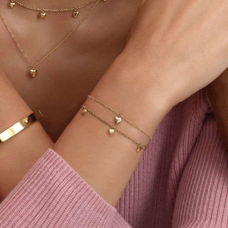 Olivia Burton Mini Heart Gold Plated Double Chain Bracelet