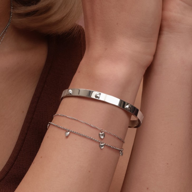 Olivia Burton Mini Heart Silver Tone Bangle