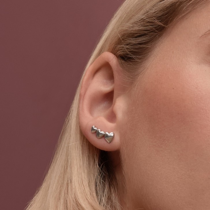 Olivia Burton Mini Heart Silver Tone Stud Earrings