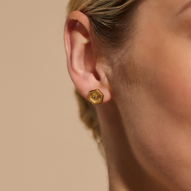 Olivia Burton Minima Bee and Honeycomb Gold Stud Earrings