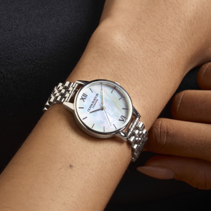 Olivia Burton Montre-bracelet en argent nacré de 30 mm