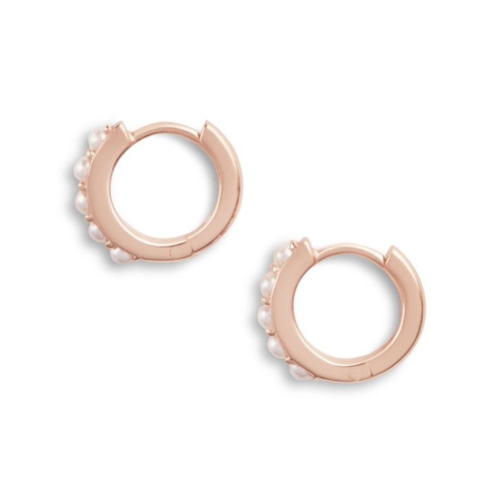 Olivia Burton Pearl Rose Gold Huggie Hoop Earrings