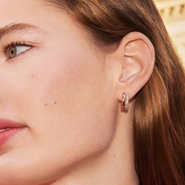 Olivia Burton Rose Gold Crystal Embellished Hoop Earrings