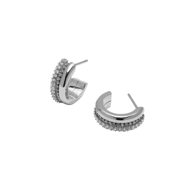 Olivia Burton Silver Crystal Embellished Hoop Earrings