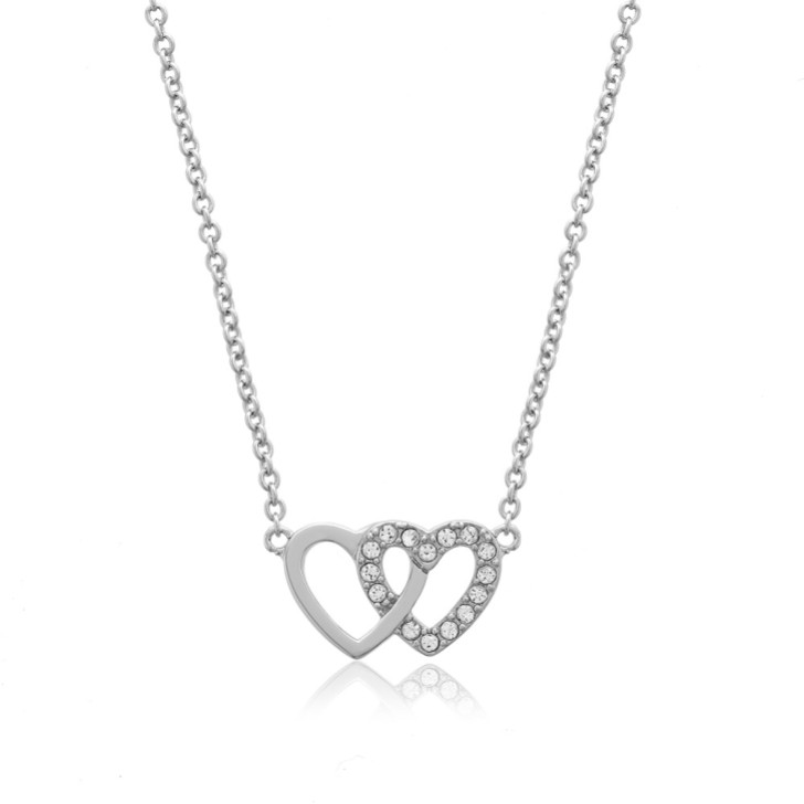 Olivia Burton Silver Heart Necklace and Bracelet Jewellery Set