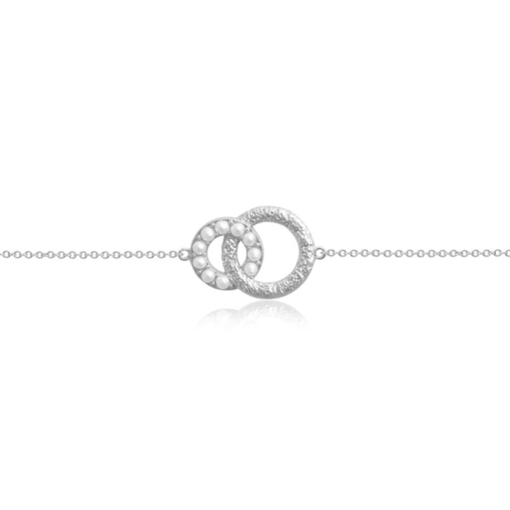 Olivia Burton Silver Pearl Interlink Dainty Chain Bracelet