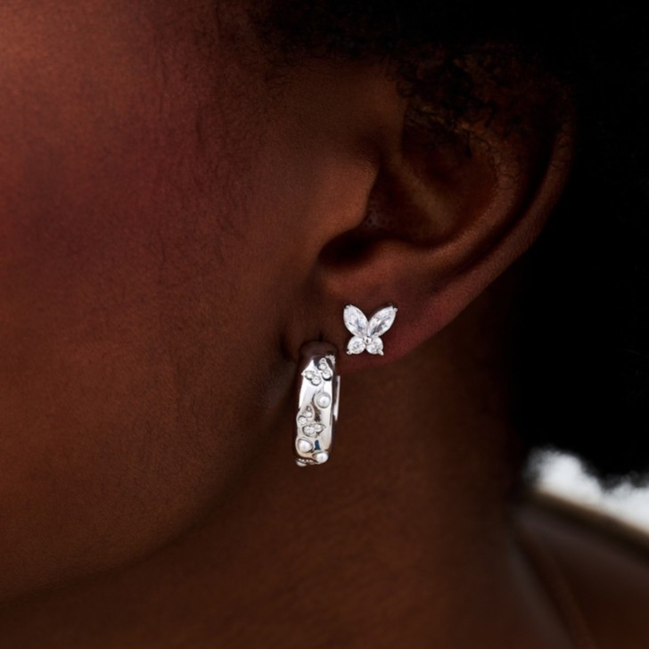 Olivia Burton Silver Sparkly Butterfly Stud Earrings