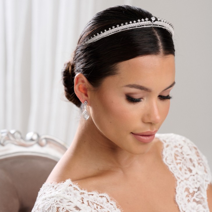 Olympia Vintage Inspired Low Crystal Bridal Tiara