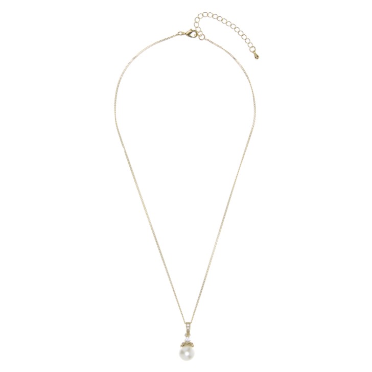 Opulence Pearl Wedding Pendant Necklace (Gold)