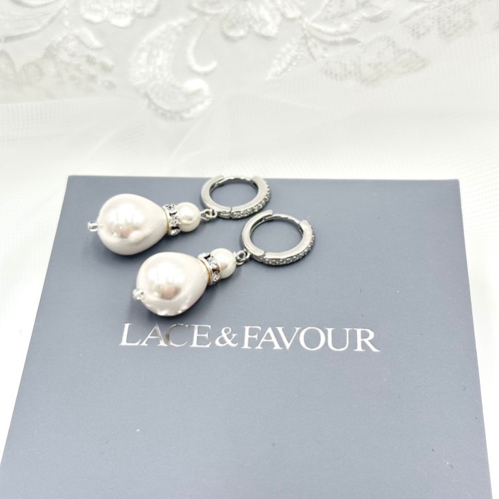 Panache Silver Large Teardrop Pearl Earrings