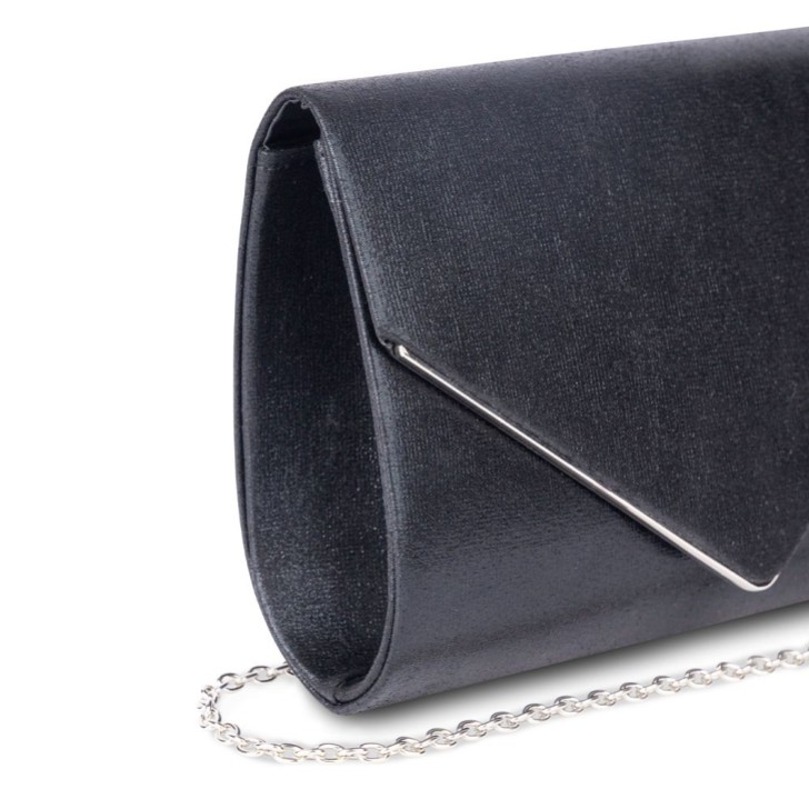 Paradox London Darcy Black Shimmer Envelope Clutch Bag