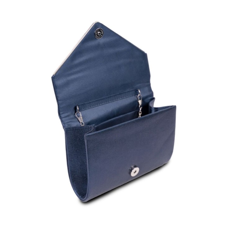 Paradox London Darcy Navy Shimmer Envelope Clutch Bag