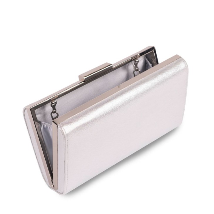 Paradox London Doria Silver Shimmer Box Clutch Bag