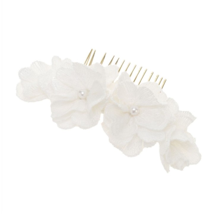 Peony Ivory Fabric Flower Hair Comb