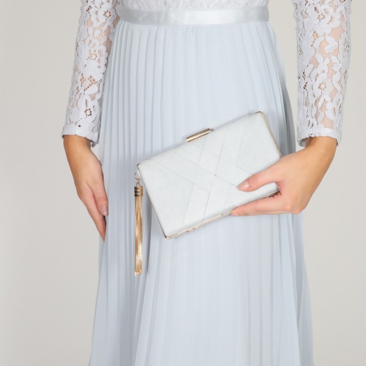 Perfect Bridal Anise Pearl Grey Suede Clutch Bag