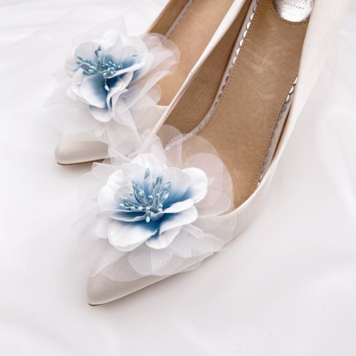 Perfect Bridal Apple Blue Flower Shoe Clips