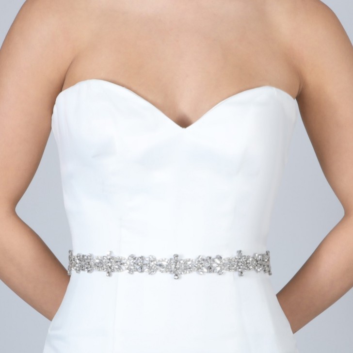 Perfect Bridal Arabella Elegant Slim Crystal Wedding Belt