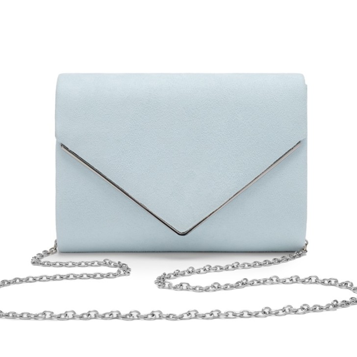 Perfect Bridal Bea Blue Suede Envelope Clutch Bag