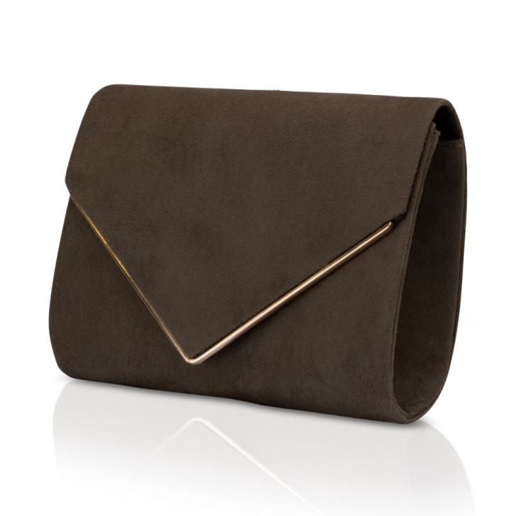 Perfect Bridal Bea Olive Green Suede Envelope Clutch Bag