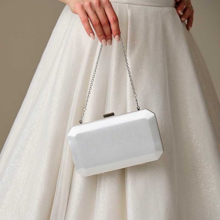 Perfect Bridal Ebony Ivory Satin Box Clutch Bag