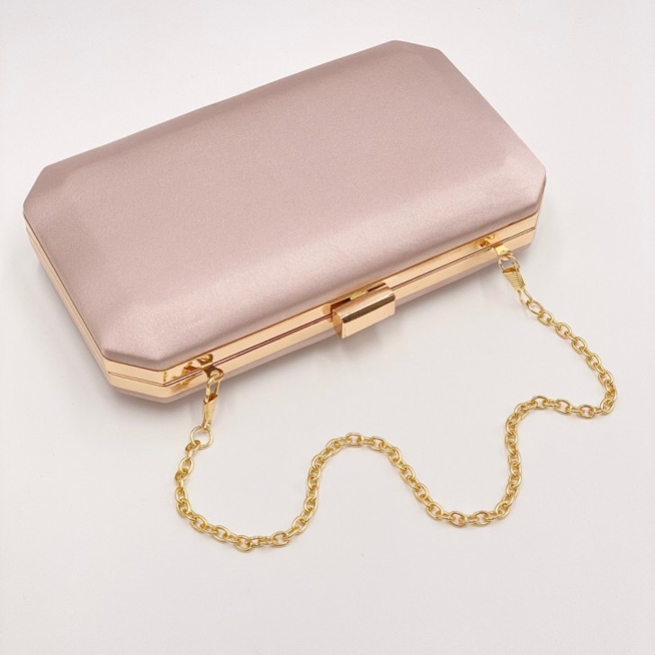 Perfect Bridal Ebony Taupe Satin Box Clutch Bag