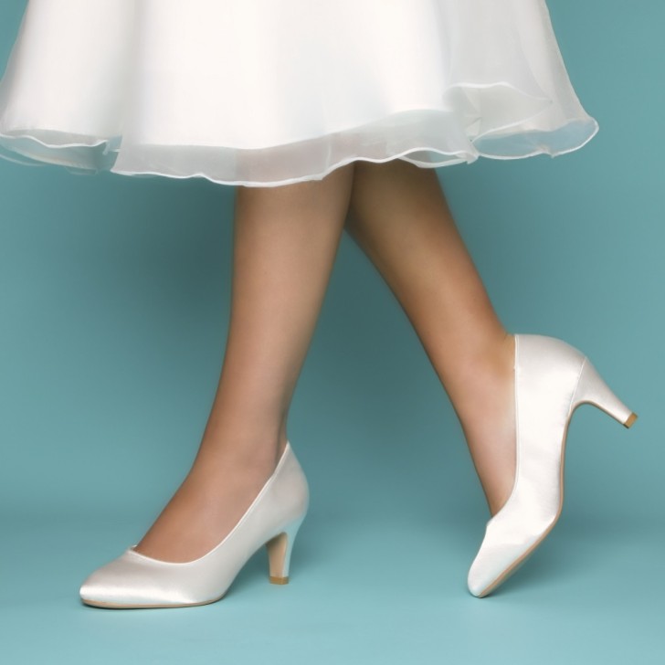 Perfect Bridal Erica Dyeable Ivory Satin Mid Heel Court Shoes