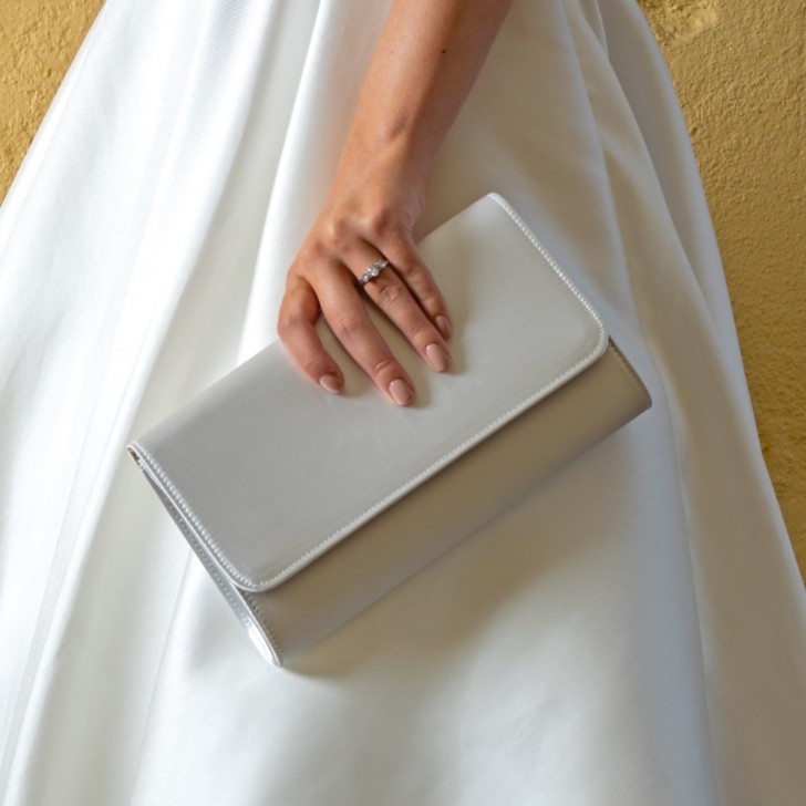 Perfect Bridal Evie Dyeable Ivory Satin Clutch Bag
