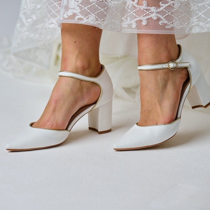Perfect Bridal Freya Ivory Suede Two Part Block Heel Court Shoes