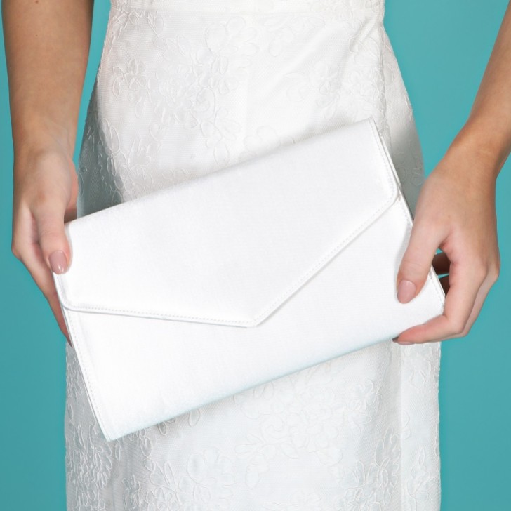 Perfect Bridal Heather Dyeable Ivory Satin Envelope Clutch Bag